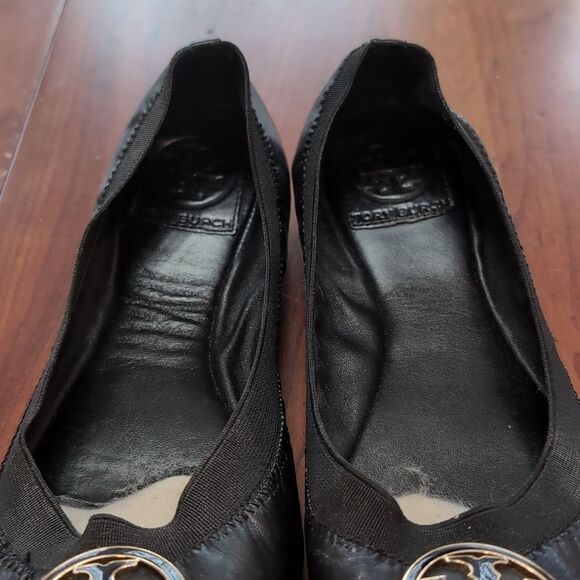 Tory Burch Black Caroline Leather Ballet Flats Sz 7.5 - Picture 10 of 15